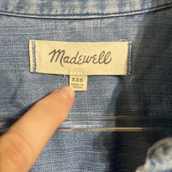 Madewell Oversized Chambray Short Sleeve Button Up Central Shirt - Picture 5 of 7